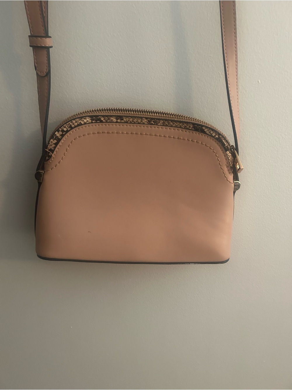 a new day Blush Pink Crossbody Bag with Gold Trim